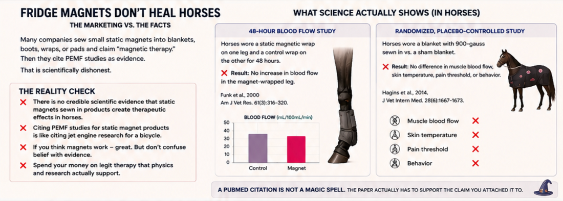 Scientific comparison of static magnetic horse blankets and active PEMF therapy equipment.