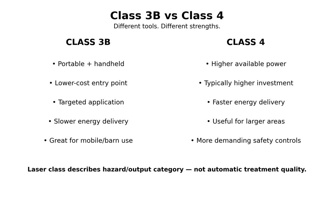 Class 3B versus Class 4 equine laser comparison