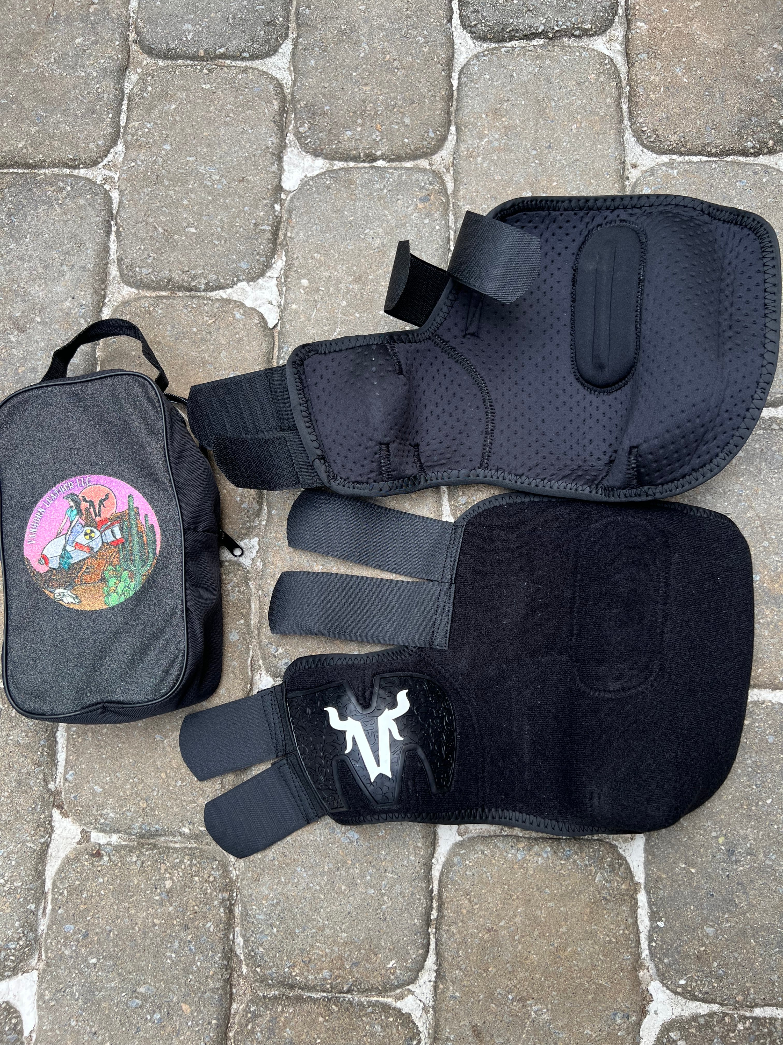 Solid black splint boots