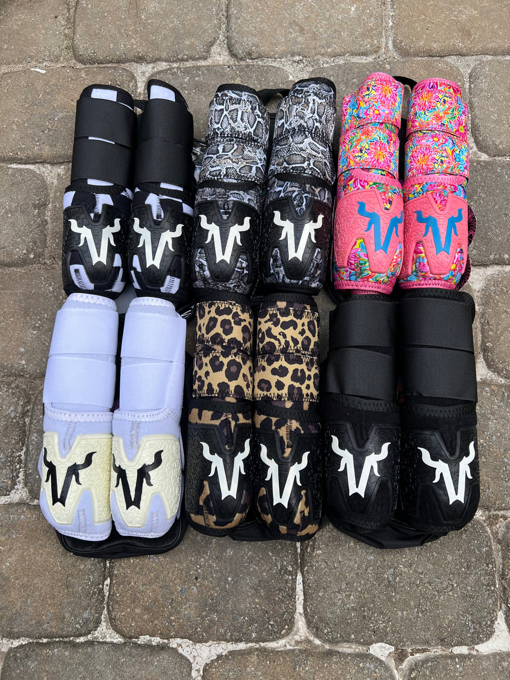 Snake print splint boots