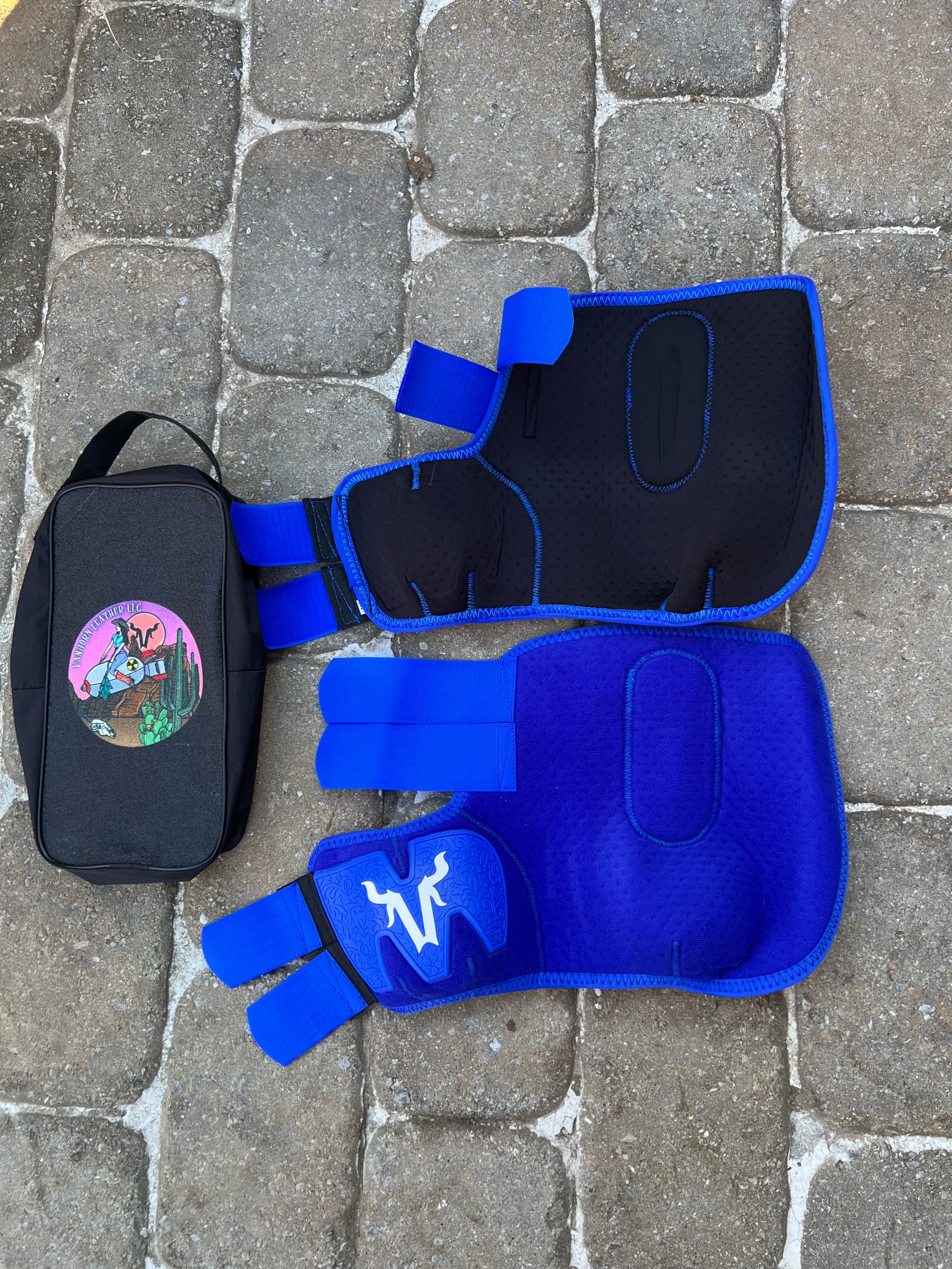 Royal blue splint boots