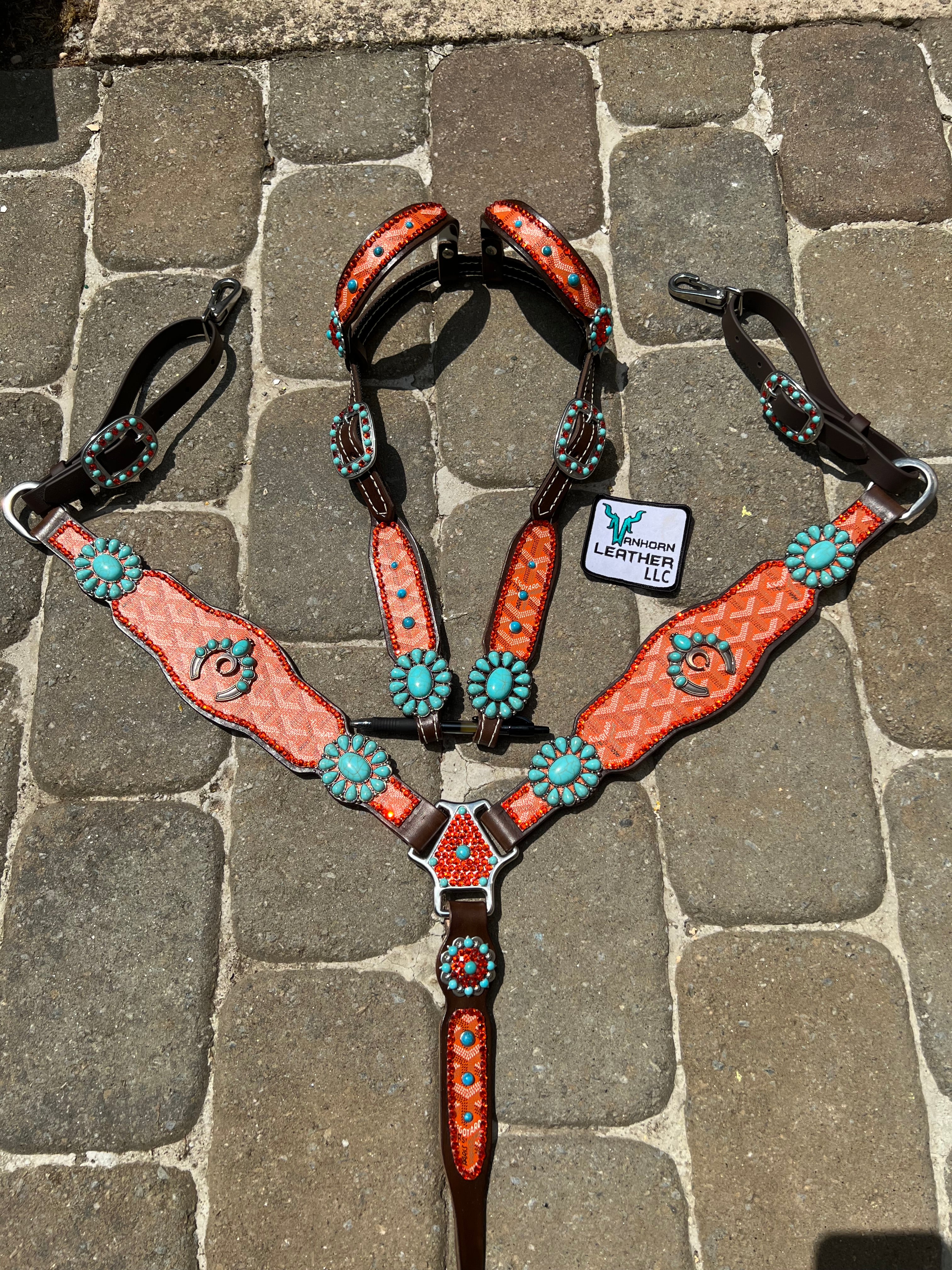 Orange and Turquoise tack set