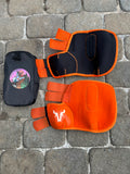 Orange splint boots