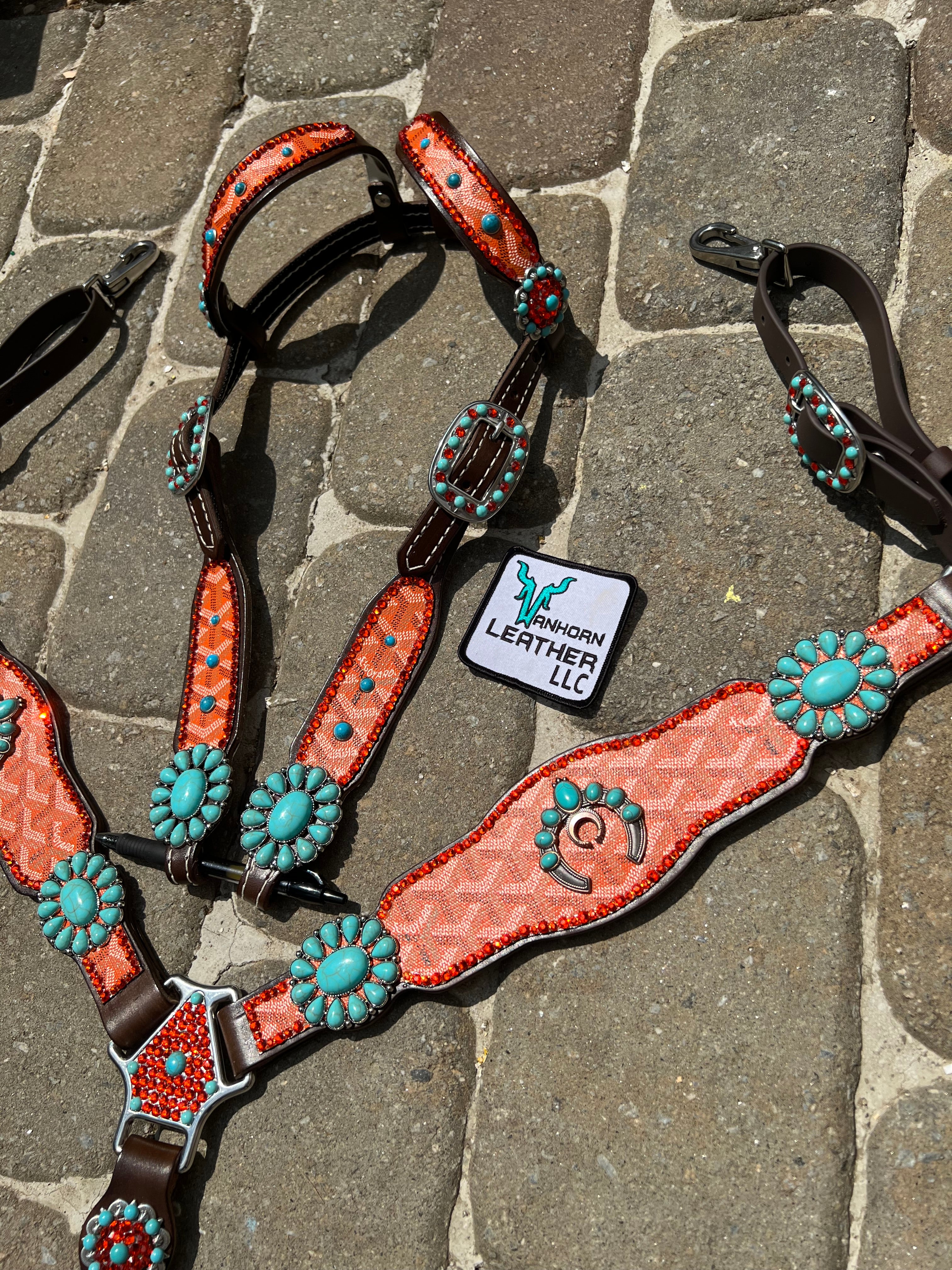 Orange and Turquoise tack set