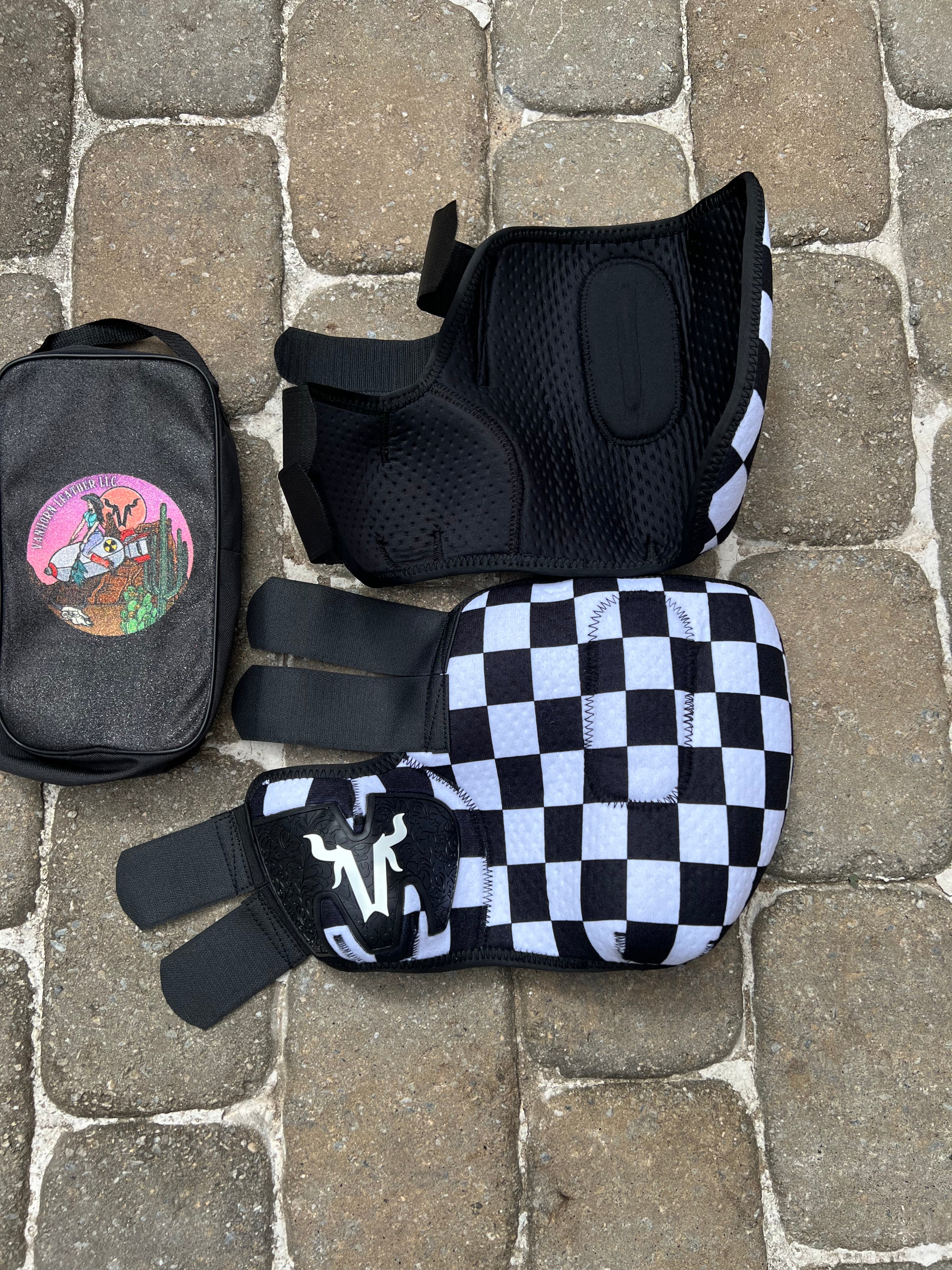 Checkered “Ricky Bobby” splint boots