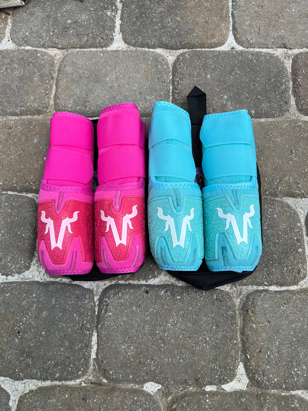 Neon pink splint boots