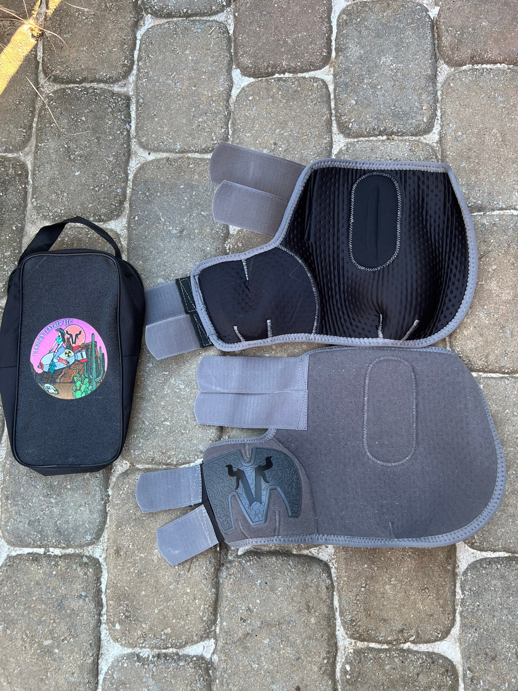 Grey splint boots