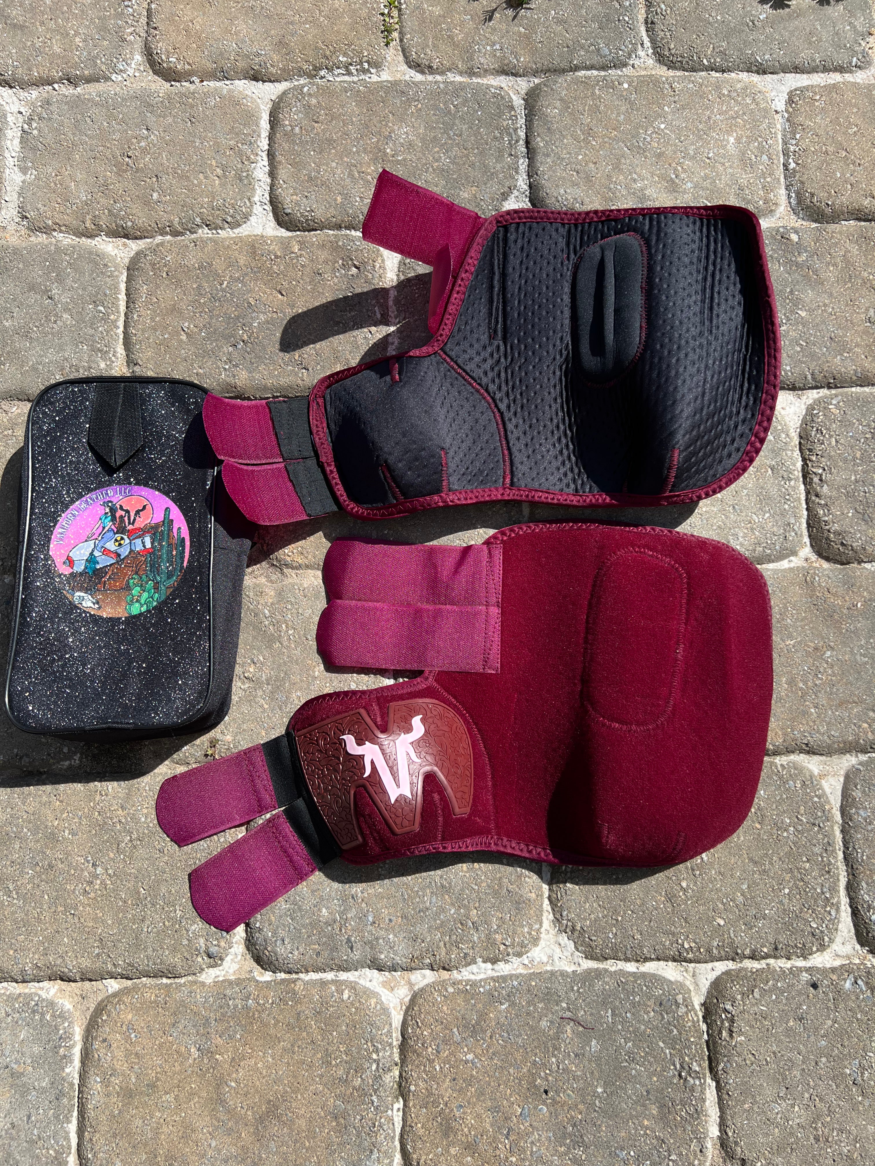Burgundy Red splint boots